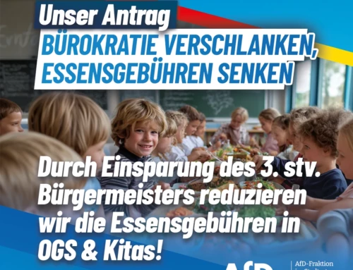 Unser Antrag: Dritten stellvertretenden Bürgermeister Abschaffen, freiwerdende Mittel umschichten, Essensgebühren in OGs und Kitas reduzieren!